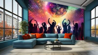 Dancing people. Music event illustration Wall mural