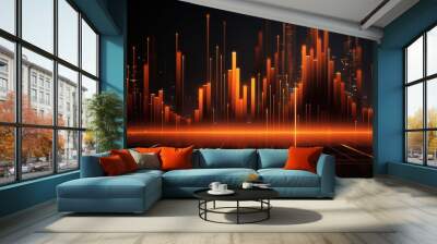 data visualization hi-tech futuristic infographic illustration in neon orange color palette Wall mural