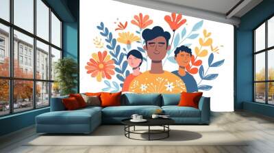 men and self love flat illustration. men's mental  health awareness month.  Wall mural