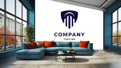 pillar icon flat vector logo design in shield shape Wall mural