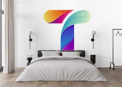 Simple colorful letter T logo template ready for use Wall mural