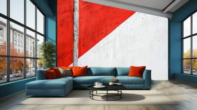 white and red stripes painted on a wall. abstract background for design. Wall mural