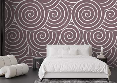 Spirals and swirls abstract geometric vector seamless pattern. Wall mural