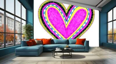 Bright color heart with abstract pattern Wall mural