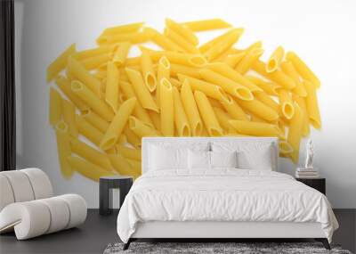 Pasta penne on a white background Wall mural