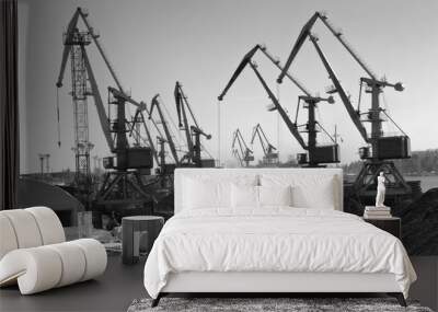 seaport (black and white image) Wall mural