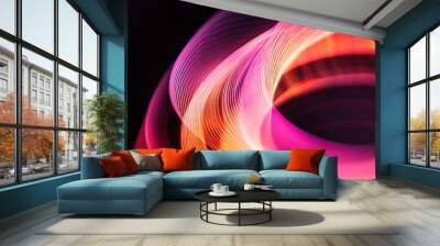 Close-up of curved light pattern of twisted tape on dark background Wall mural