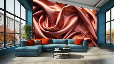 Elegant satin drapes in warm hues create a luxurious atmosphere, perfect for fashion or interior design inspiration. Generative AI Wall mural