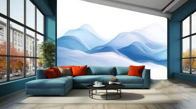 Gentle undulating blue waves envelop the landscape in peaceful harmony, creating a serene ambiance of calmness and tranquility. Generative AI Wall mural