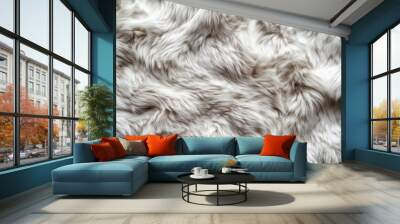 Soft and cozy faux fur blanket draped elegantly on a surface inviting warmth and comfort in a serene indoor setting. Generative AI Wall mural