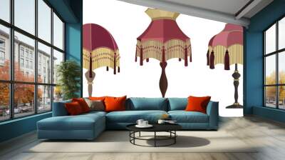 European vintage retro torchere lampshades in victorian style. Historic old-fashioned stylish interior.  Wall mural