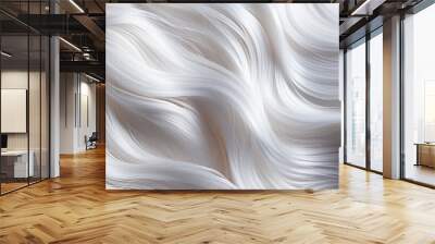 Texture of beautiful shining blonde white hair. Backdrop with perfect blonde waved hair. Wall mural