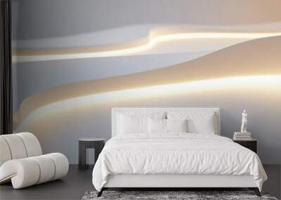 Wavy 3d style white Shapes Background with copy space and glow. Minimalistic modern backing for web presentation banner Wall mural