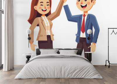 Business colleagues giving high five. Wall mural