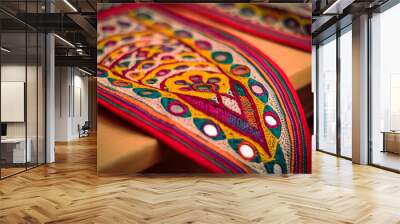 handwork embroidery,traditional and pattern art embroidery artwork beautiful view,Handmade. Ethnic and tribal motifs,print in the heavy mirror-work style, Wall mural