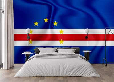 cabo verde national flag in the wind illustration image Wall mural