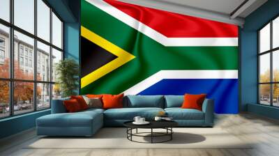 south african national flag in the wind illustration image Wall mural