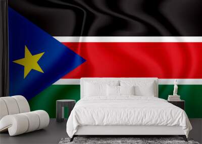 south sudan national flag in the wind illustration image Wall mural