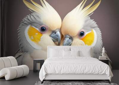 Two parrots fall in love Wall mural