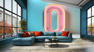 glowing neon letter o number 0 Wall mural