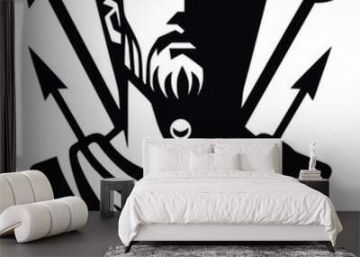 Black and White Illustration of the Legendary Hero Beowulf Wall mural