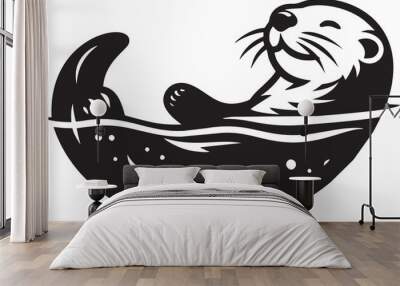 Joyful Otter Illustration Wall mural