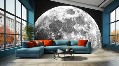 Close-up shot of the moon with craters visible Wall mural