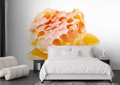 Honeycomb with honey in closeup on white background Wall mural