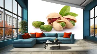 Pistachio with leaves Wall mural