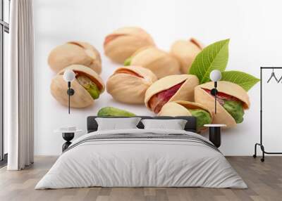 Pistachios with leaves Wall mural