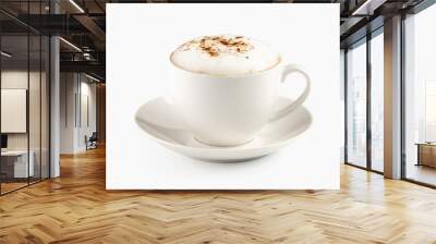 A cup of espresso coffee with foam isolated over white Wall mural