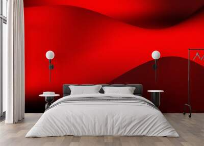 Abstract red and black wave pattern showcasing smooth gradients and dynamic shapes in a bold artistic composition. Vibrant display of swirling red and black hues creates a striking abstract background Wall mural