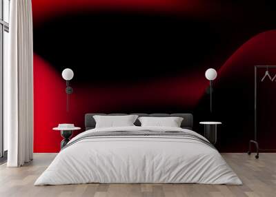 Abstract red and black wave pattern showcasing smooth gradients and dynamic shapes in a bold artistic composition. Vibrant display of swirling red and black hues creates a striking abstract background Wall mural