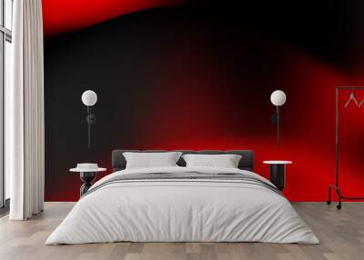 Abstract red and black wave pattern showcasing smooth gradients and dynamic shapes in a bold artistic composition. Vibrant display of swirling red and black hues creates a striking abstract background Wall mural