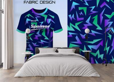 Fabric textile design for Sport t-shirt, Soccer jersey mockup for football club. uniform front view. Wall mural