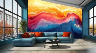 Vibrant Abstract Sky Meets Deep Blue Ocean in Dynamic Art Piece Wall mural