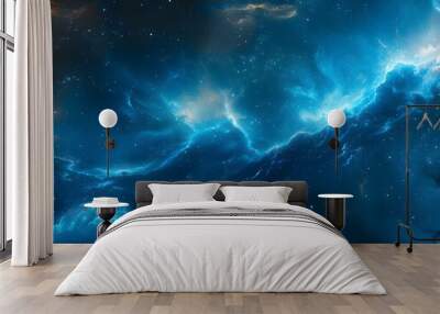 blue nebula in space, starry sky, dark background Wall mural