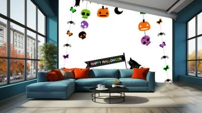 cute cat at halloween party Wall mural