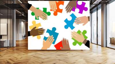 diversity hands puzzle Wall mural