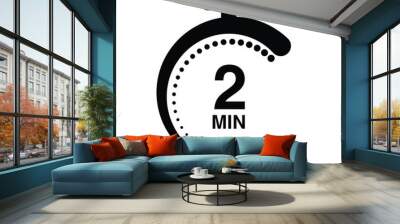 2 minutes timer stopwatch vector illustration isolated on white background. Wall mural