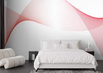 abstract wavy tech lines isolated white red flag gradient background Wall mural