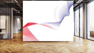 blue white red flag abstract tech wavy lines background isolated Wall mural