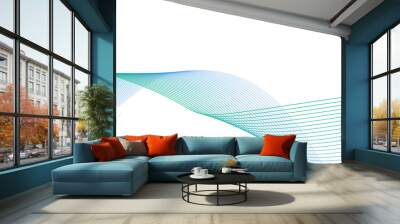 cyan blue green wavy tech lines abstract background illustration eps  Wall mural