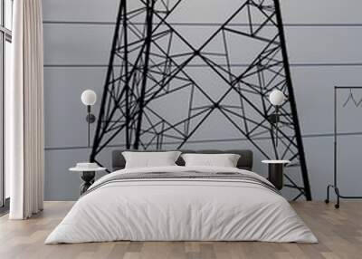 high voltage post,High voltage tower on blue sky background. Wall mural