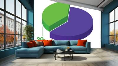 Sixty one 61 thirty nine 39 3d Isometric pie chart diagram for business presentation. Vector infographics illustration eps. Wall mural