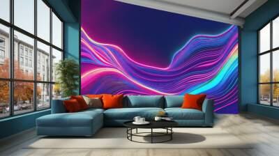 Abstract neon lines Abstract Background with a flowing wave pattern of bright colors Wall mural