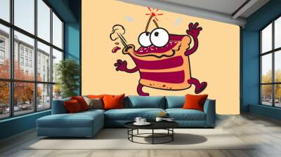 cute cartoon character flat vector design illustration with robot, funny animal and fantasy adorable Wall mural