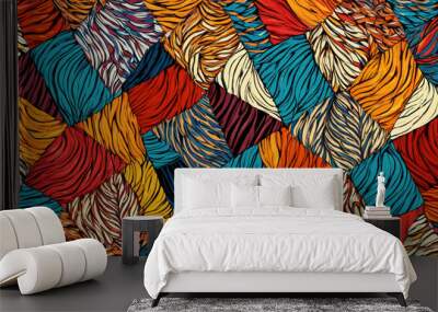 seamless pattern with feathers Wall mural