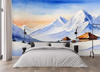 winter mountain landscape Wall mural