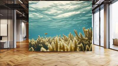 Underwater Coral Reef with Sunlight and Fish Wall mural